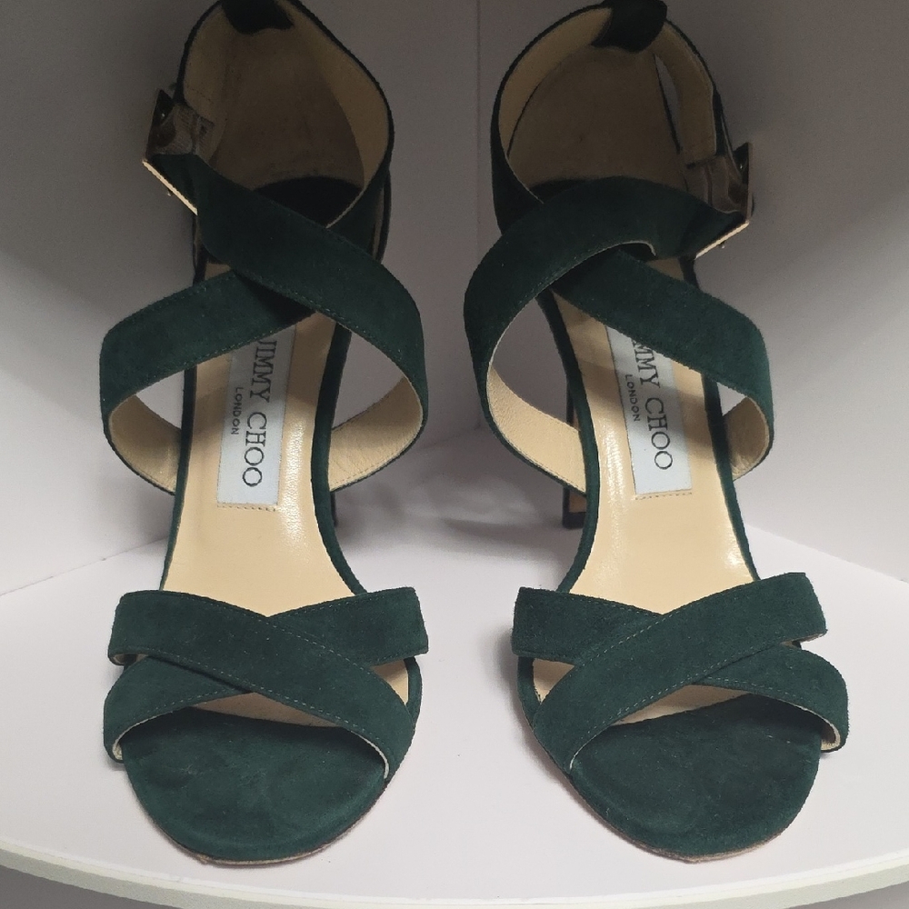 Jimmy Choo Dark Green Suede Heels